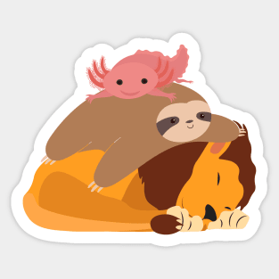 Lion Sloth Axolotl Stack Funny Sticker